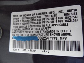 2010 HONDA ELEMENT EX BLUE 2.4 AT 4WD A19100